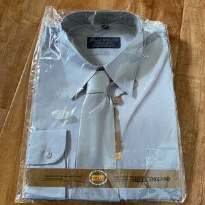 Men’s Light Blue Dress Shirt Matching Tie Set Size 16.5 Formal Wear Wedding Prom